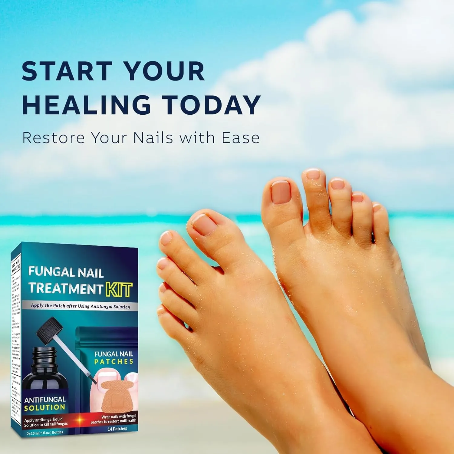 Toenail Fungus Treatment Extra Strength Kit: Nail Repair Liquid Solution and Patches - Nighttime Nail Patches Renewal - Fast Acting Drops with Undecylenic Acid, Natural Oil for Toe Finger Nails