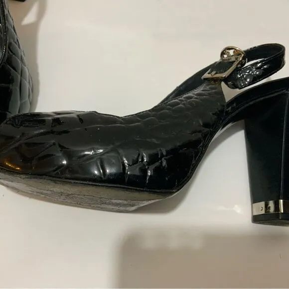 Tory Burch Allison Croc Peep Toe Sling Back Shoes Heels