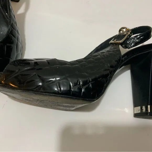 Tory Burch Allison Croc Peep Toe Sling Back Shoes Heels