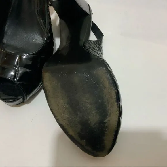Tory Burch Allison Croc Peep Toe Sling Back Shoes Heels
