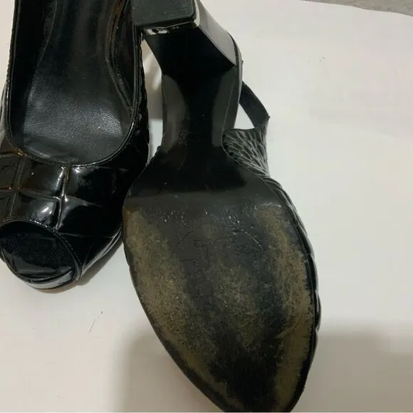 Tory Burch Allison Croc Peep Toe Sling Back Shoes Heels