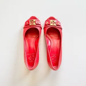 Tory Burch Carnell Peep Toe Low Wedge Shoes Size 7M