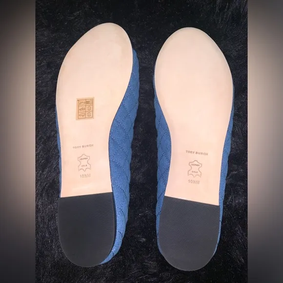 TORY BURCH CHELSEA QUILTED BALLET FLAT DENIM SHOES
