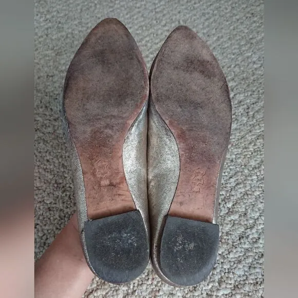 Tory Burch Metallic Leather Crystal Embellishments Ballet Flats size 9M