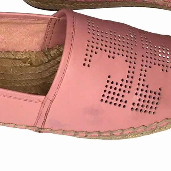 Tory Burch Perforated Logo Flat Espadrille Retro Pink 667 Size 7.5 Style 37518