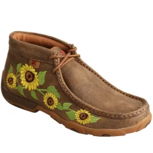 TWISTED X WOMEN'S SUNFLOWER CHUKKA DRIVING SHOES - MOC TOE