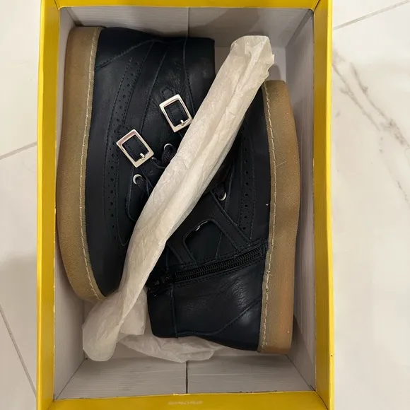 Two Con Me Leather High Tops Navy Shoes. Size 30 (EUR), 12.5 US. Brand NWT.