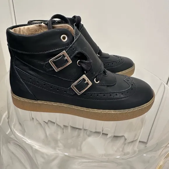 Two Con Me Leather High Tops Navy Shoes. Size 30 (EUR), 12.5 US. Brand NWT.