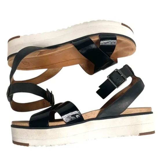 UGG Black Tipton Platform Ankle Strap Sandals 9