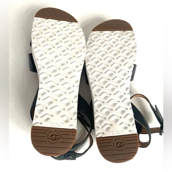 UGG Black Tipton Platform Ankle Strap Sandals 9
