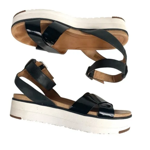 UGG Black Tipton Platform Ankle Strap Sandals 9