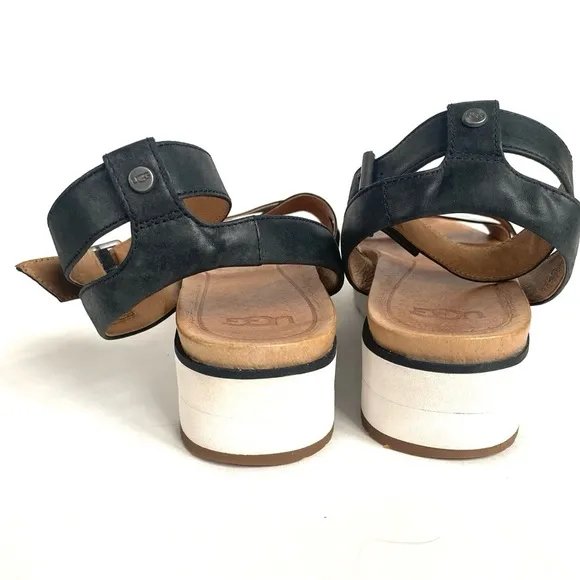 UGG Black Tipton Platform Ankle Strap Sandals 9