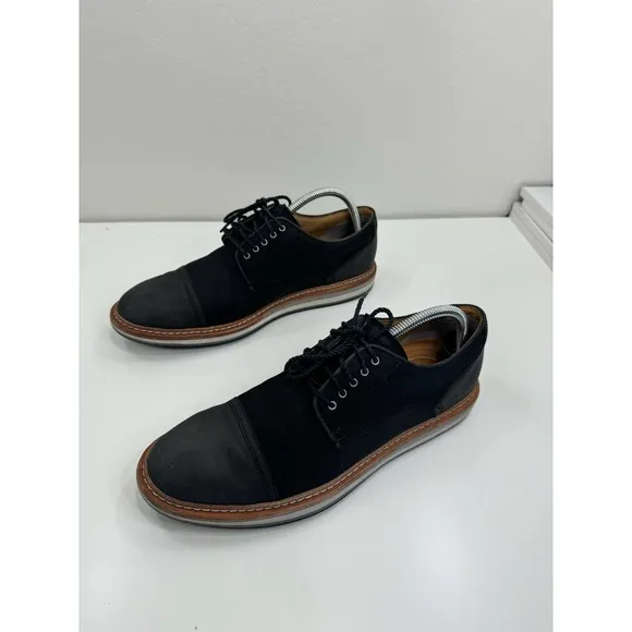 Ugg‎ Warner Cap Toe Oxford Black Leather Lace Up Mens Shoes Size 9