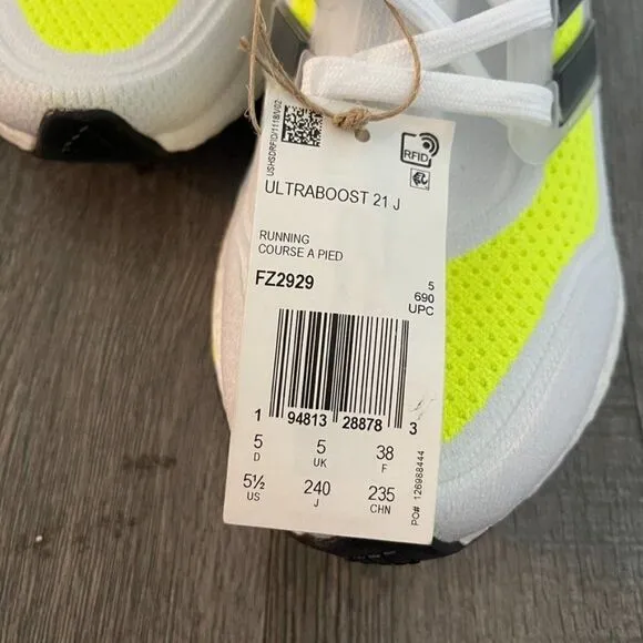 ULTRABOOST 21 NEON SHOES -Size 5.5 US Kids - Size 6 US womens