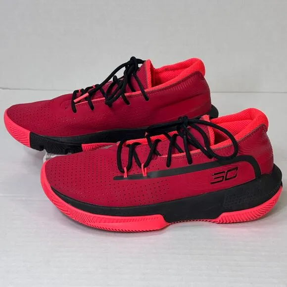 Under Armour UA Curry SC 3Zero 3 GS Red Black Basketball Sneakers Size 5.5Y EUC