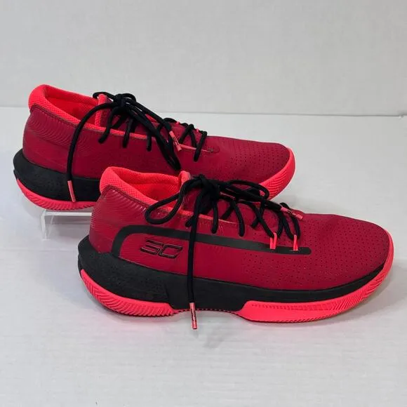 Under Armour UA Curry SC 3Zero 3 GS Red Black Basketball Sneakers Size 5.5Y EUC