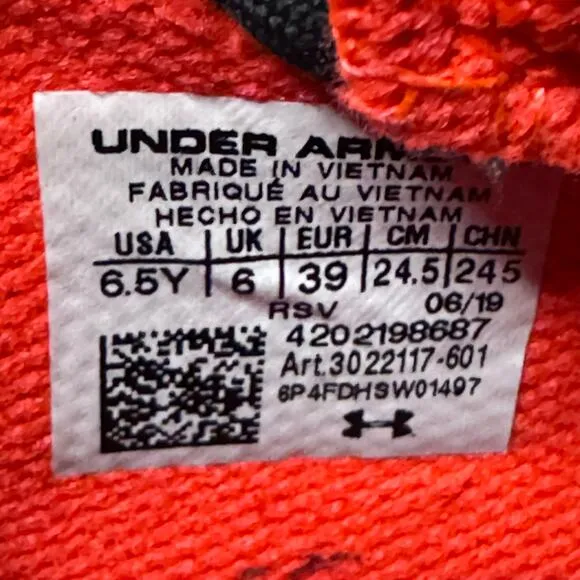 Under Armour UA Curry SC 3Zero 3 GS Red Black Basketball Sneakers Size 5.5Y EUC