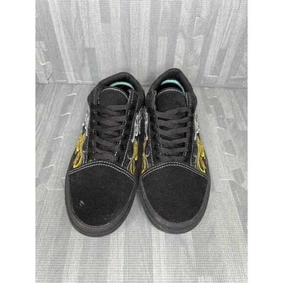Vans Comfycush Old Skool Sneakers Size 6 Black Flames