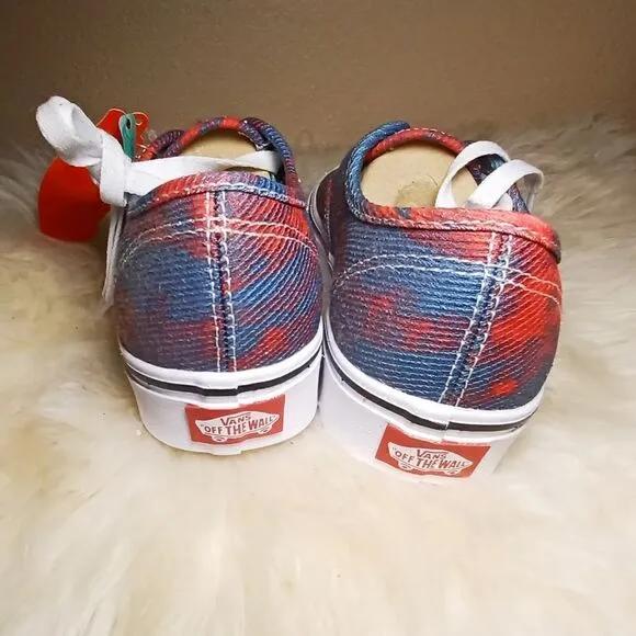 VANS Comfycush Authentic Blue Red Low Top Canvas Women’s Sneakers VN0A3WM747C