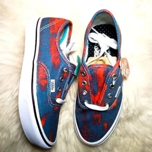 VANS Comfycush Authentic Blue Red Low Top Canvas Women’s Sneakers VN0A3WM747C