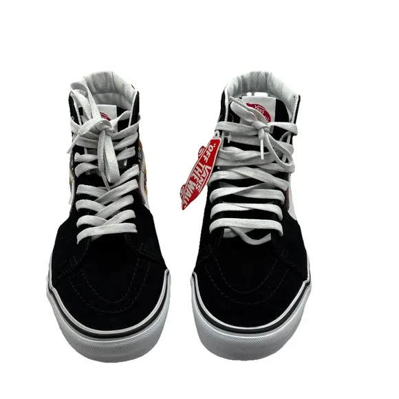 Vans Men's Sk8-Hi Santa Flame Black White Suede Canvas Skate shoes Size 9M