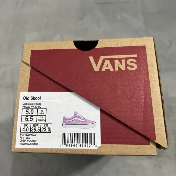 VANS Old Skool Pink Low Top Womens 6.5 Orchid White Skate Shoe Sneakers (Mens 5)