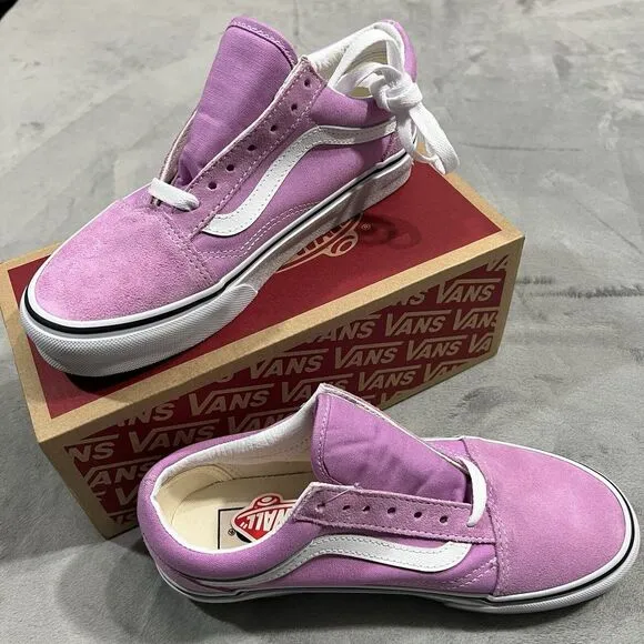 VANS Old Skool Pink Low Top Womens 6.5 Orchid White Skate Shoe Sneakers (Mens 5)