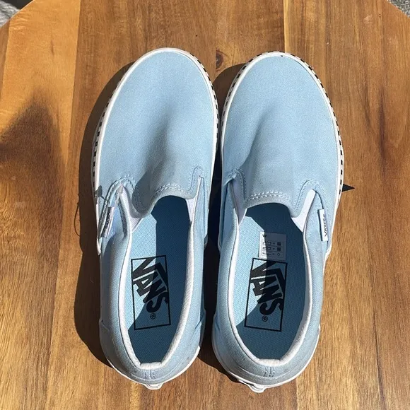 Vans Shoes Vans Classic Slip-On Check Foxing Blue Boys 4.5 - Women 6