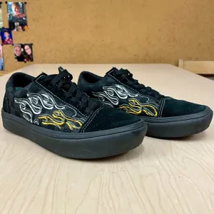 Vans Sneakers Boys 3.5 Girls 5 Old Skool ComfyCush Ignition Suede Canvas Flames