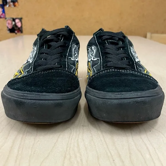 Vans Sneakers Boys 3.5 Girls 5 Old Skool ComfyCush Ignition Suede Canvas Flames