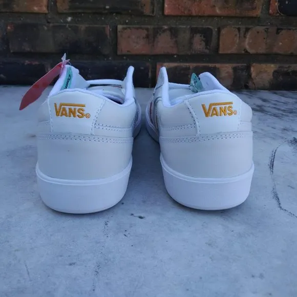 VANS WHITE FIRE FLAME LOWLAND SNEAKERS NEW 7 WOMEN'S SHOES