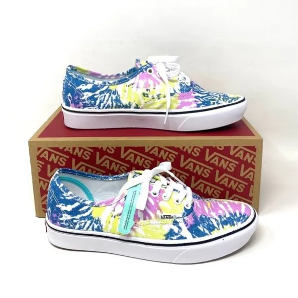 VANS Women's Size ComfyCush Authentic Tie-Dye Orchid Low Sneakers VN0A3WM749L