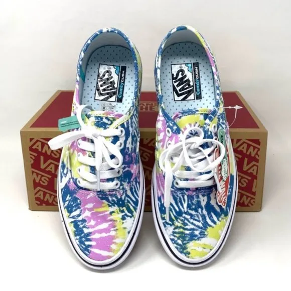 VANS Women's Size ComfyCush Authentic Tie-Dye Orchid Low Sneakers VN0A3WM749L