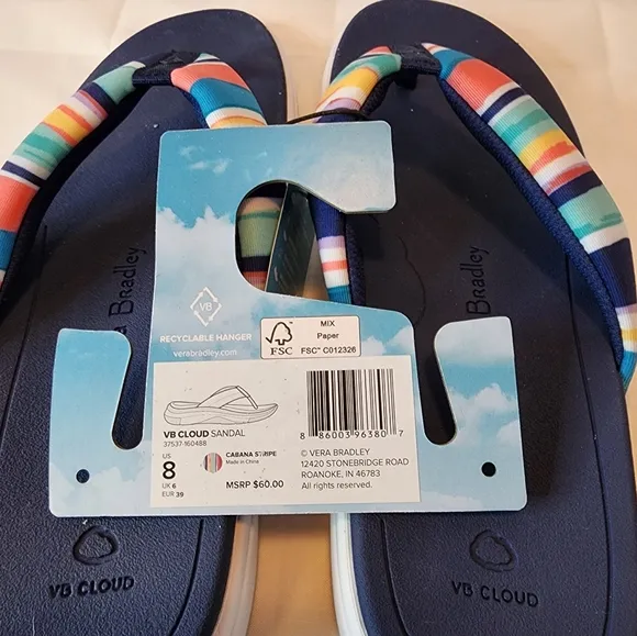 Vera Bradley Cabana Stripe Cloud Sandals