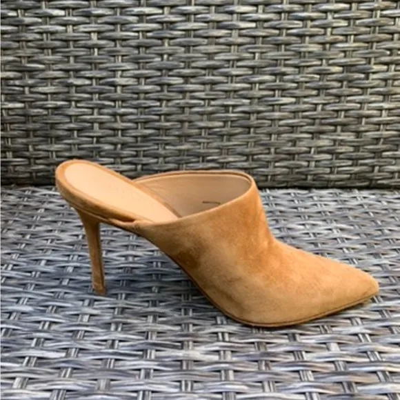 Veronica Beard Pointy Toe Lisa Suede Mule Sandals in Latte, Size 6, NEW