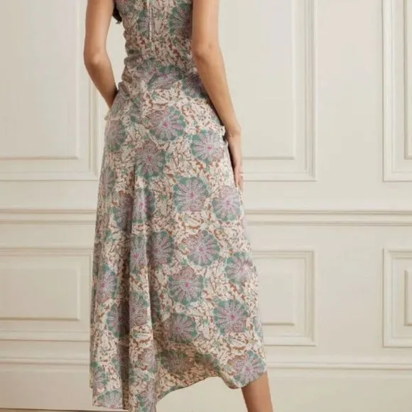Veronica Beard Sz 14 Aldana Ruched Paisley Midi-Dress NWT $698