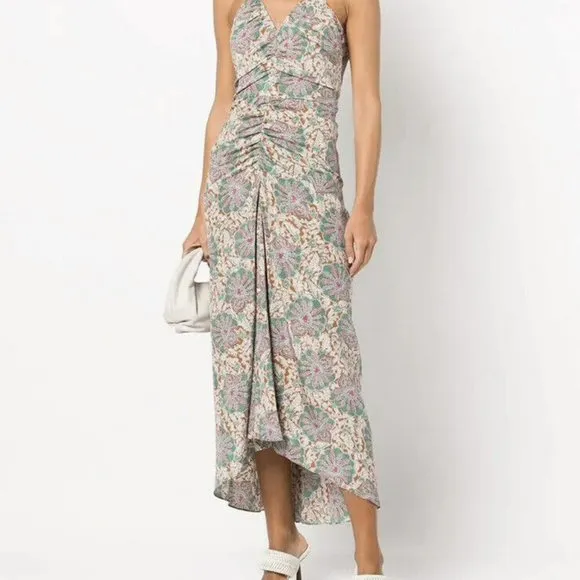 Veronica Beard Sz 14 Aldana Ruched Paisley Midi-Dress NWT $698