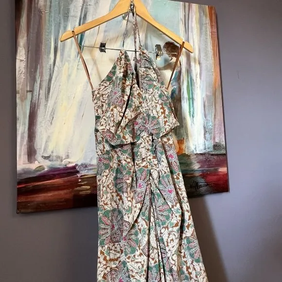 Veronica Beard Sz 14 Aldana Ruched Paisley Midi-Dress NWT $698