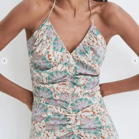 Veronica Beard Sz 14 Aldana Ruched Paisley Midi-Dress NWT $698