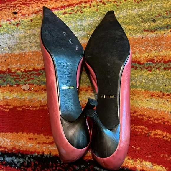 Via Paolina Collection Elegant Pink Leather Women's Shoes SIZE: 12