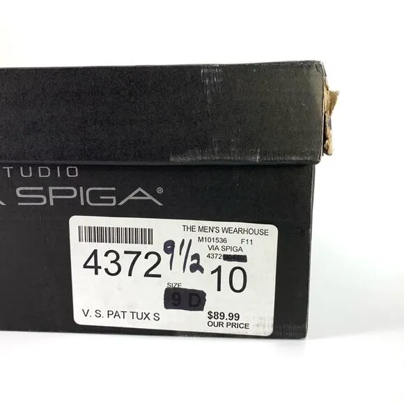 VIA SPIGA Laconi Tuxedo Dress Shoe Black Patent 9.5 D