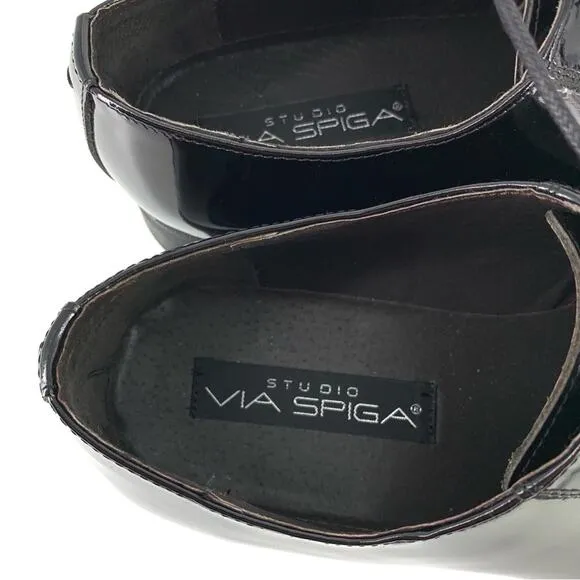 VIA SPIGA Laconi Tuxedo Dress Shoe Black Patent 9.5 D