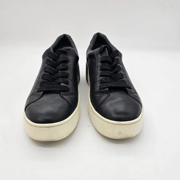 Vince Benfield Black Leather Platform Sneakers Women's Sz 7.5 M WO