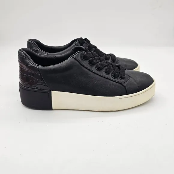 Vince Benfield Black Leather Platform Sneakers Women's Sz 7.5 M WO