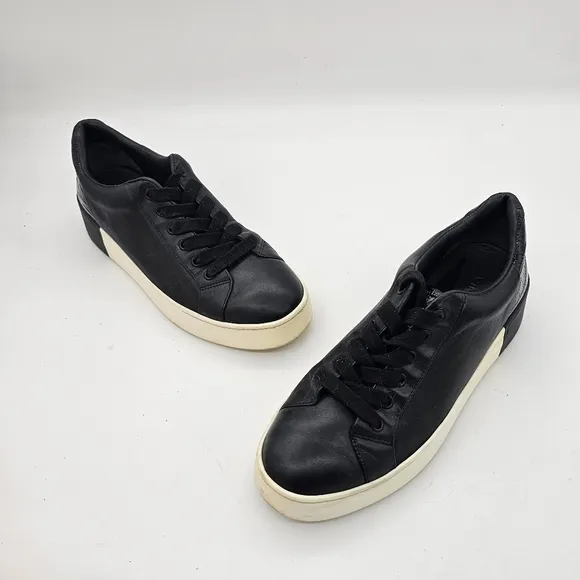 Vince Benfield Black Leather Platform Sneakers Women's Sz 7.5 M WO