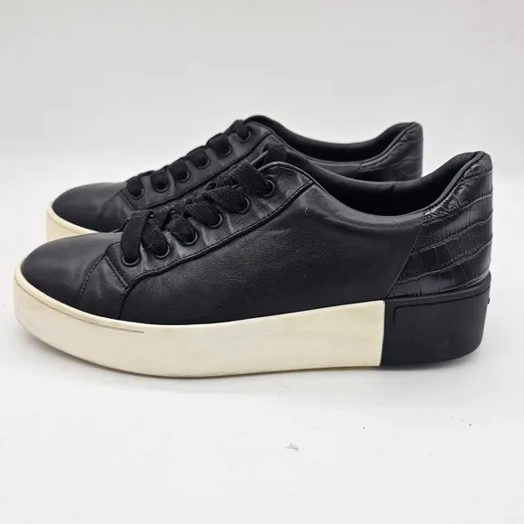 Vince Benfield Black Leather Platform Sneakers Women's Sz 7.5 M WO