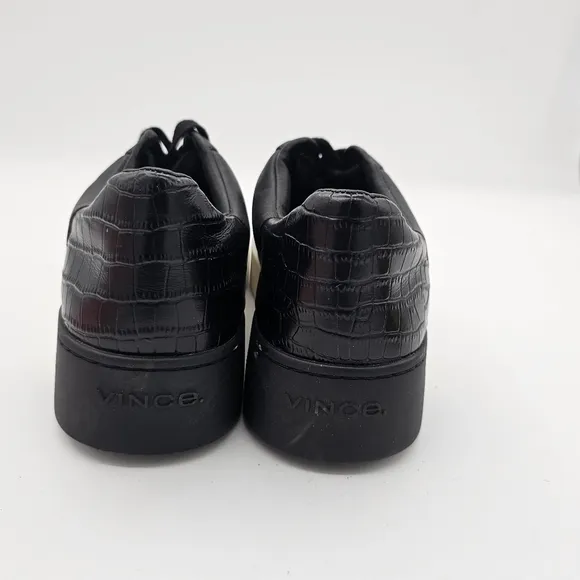 Vince Benfield Black Leather Platform Sneakers Women's Sz 7.5 M WO