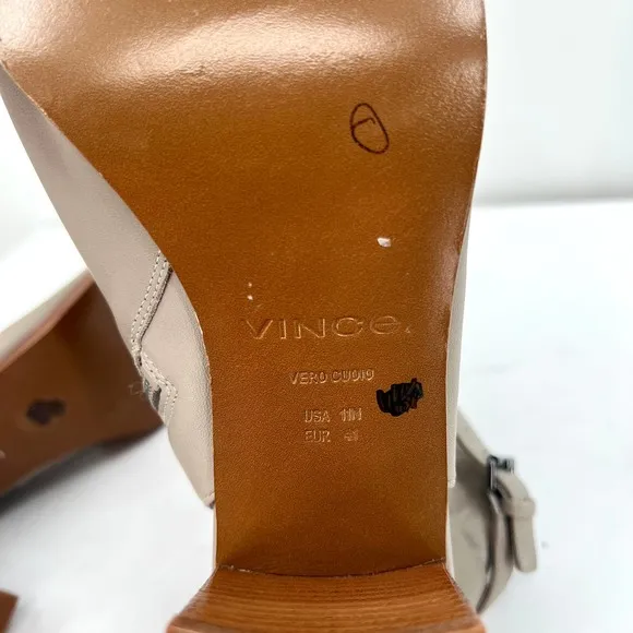 VINCE Shoes Womens 11 41 Taupe Gray Jane Open Toe Sandal Bootie Woodsmoke Heel