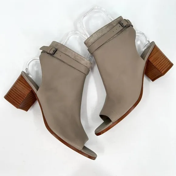 VINCE Shoes Womens 11 41 Taupe Gray Jane Open Toe Sandal Bootie Woodsmoke Heel