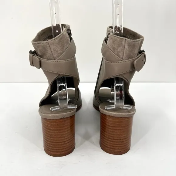 VINCE Shoes Womens 11 41 Taupe Gray Jane Open Toe Sandal Bootie Woodsmoke Heel